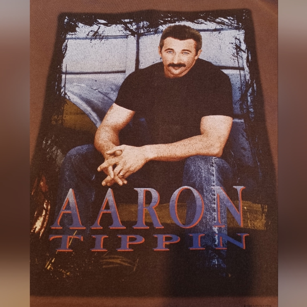VINTAGE AARON TIPPIN COUNTRY-FIED & COUNTRY-WIDE TOUR 1998 BROWN LARGE T-SHIRT